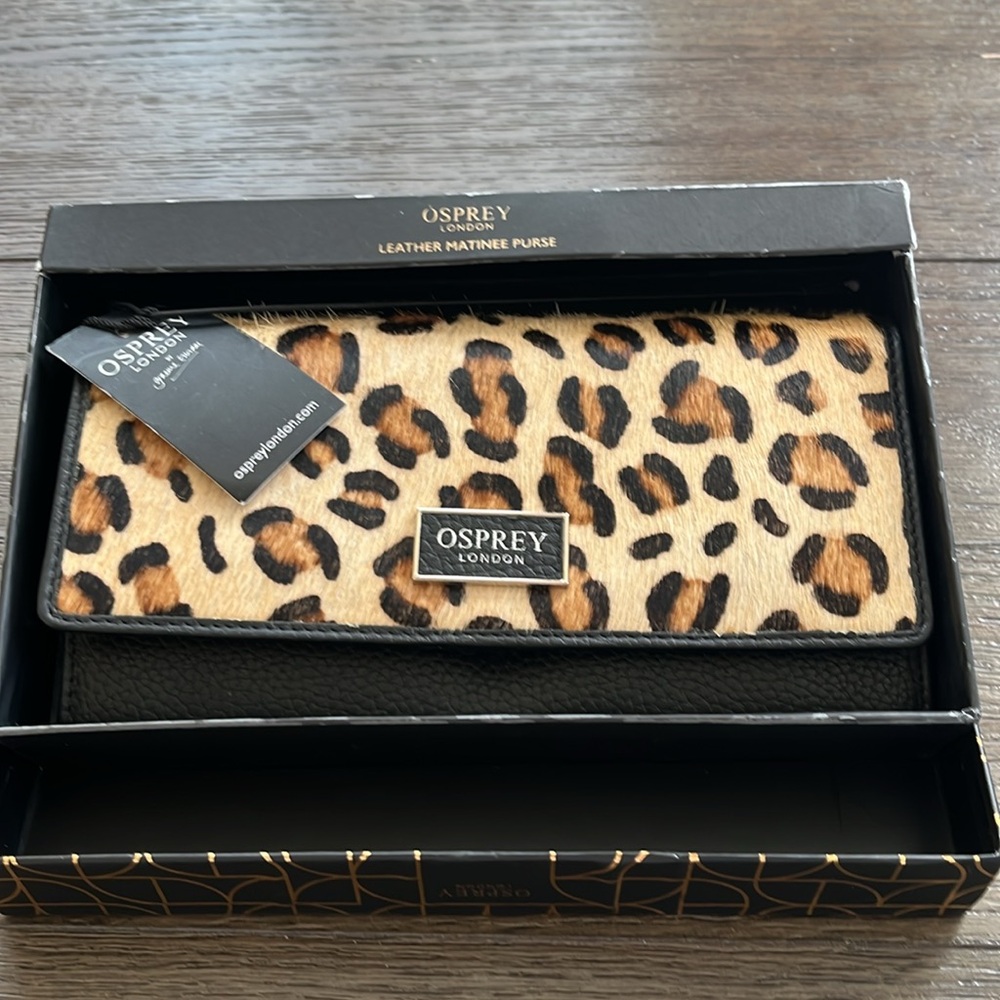 NWT Osprey London by Graeme Ellisdon Leopard Leather Wallet Purse